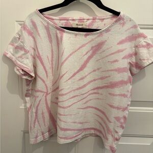 Madewell Pink and White Tie-Dye Short Sleeve Tee